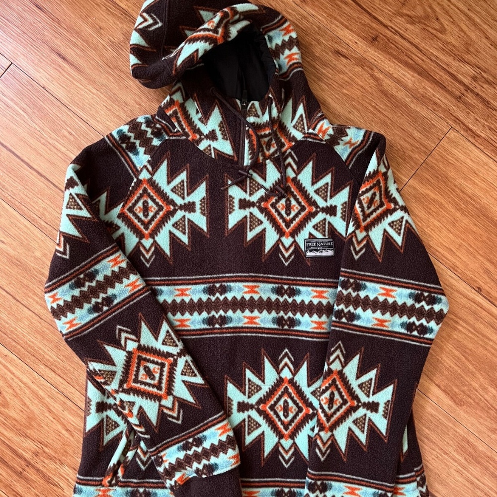 Free Nature Printed Polar Fleece Mens Hoodie Mens/Adult/Unisex S Small